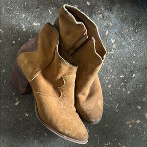 Marc Fisher Tan Ankle Booties with Pointed Toe